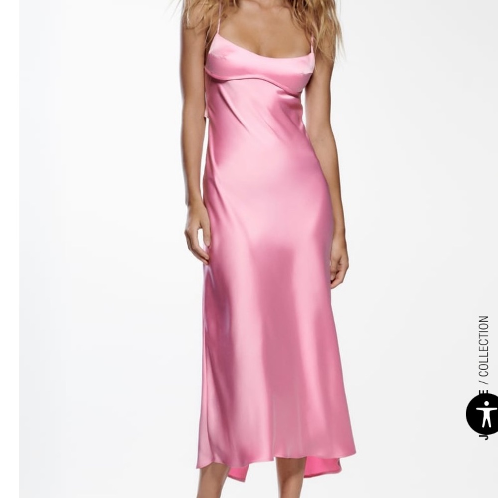 Zara SATIN EFFECT CUT OUT DRESS